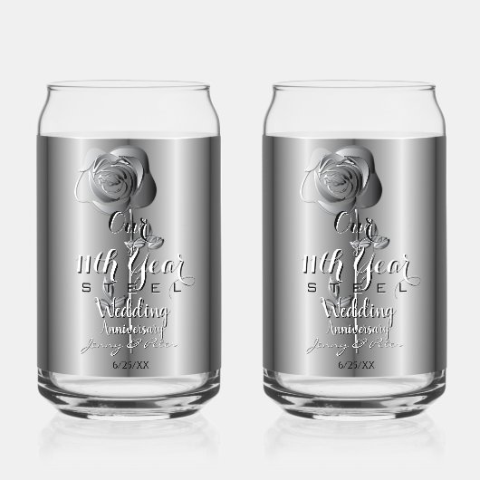 11e année Mariage Anniversaire Rose en acier Can v (Verso)