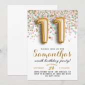 11e anniversaire Confetti Invitation (Devant / Derrière)