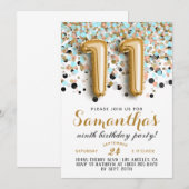 11e anniversaire Confetti Invitation (Devant / Derrière)