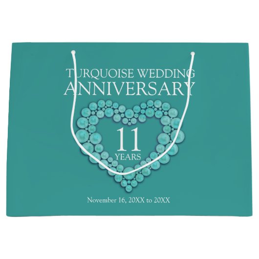 11e anniversaire de mariage Turquoise sac cadeau p (Devant)