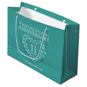 11e anniversaire de mariage Turquoise sac cadeau p