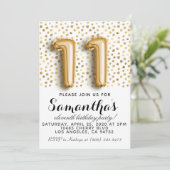 11e anniversaire Gold Polkadot Invitation (Debout devant)