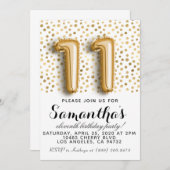 11e anniversaire Gold Polkadot Invitation (Devant / Derrière)