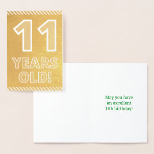 11e anniversaire : Gras "11 ANS !" Carte Gold Foil
