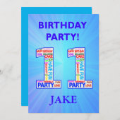 11e anniversaire Invitation de fête Ajouter un nom (Devant / Derrière)