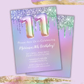 11e anniversaire Invitation fête rose violet Parti