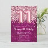 11e anniversaire Invitation Girl Magenta Parties s (Debout devant)
