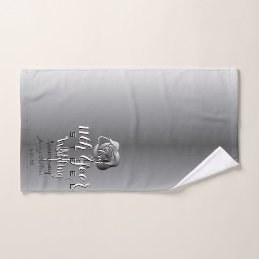 11e anniversaire Mariage Rose en acier (Serviette à main)