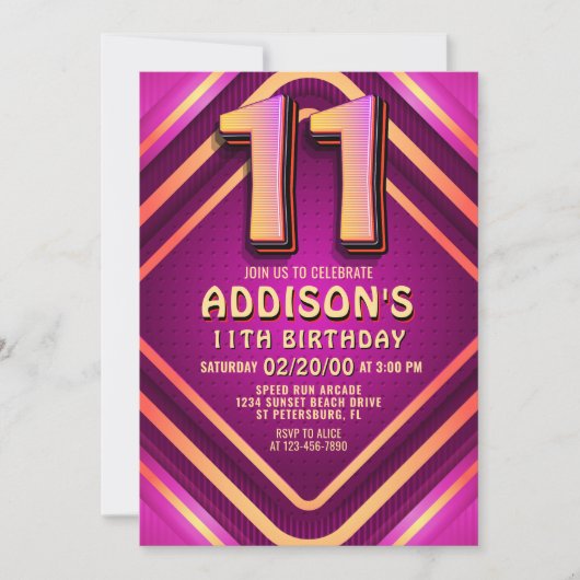 11e anniversaire Neon Invitation (Devant)