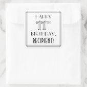 11E BIRTHDAY, Art Deco Style, aangepaste naam Vierkante Sticker (Tas)