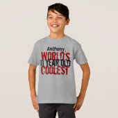 11e Birthday Gift World's koelste 11-jarige jongen T-shirt (Voorkant volledig)