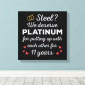 11e bruiloft Jubileum I - Steel Funny Couple Canvas Afdruk (Insitu (Houten vloer))