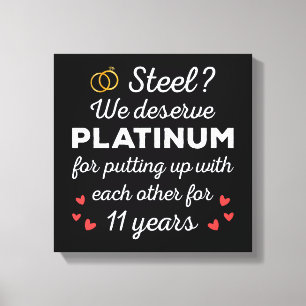 11e bruiloft Jubileum I - Steel Funny Couple Canvas Afdruk