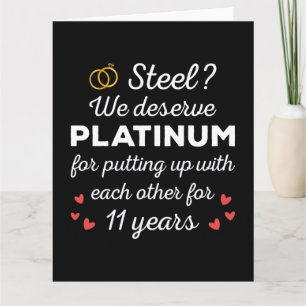 11e bruiloft Jubileum I - Steel Funny Couple Kaart