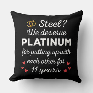 11e bruiloft Jubileum I - Steel Funny Couple Kussen