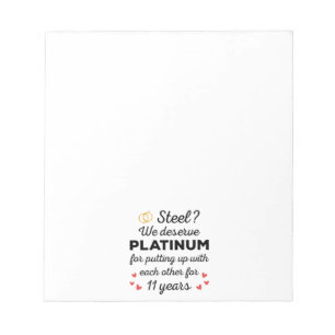 11e bruiloft Jubileum I - Steel Funny Couple Notitieblok