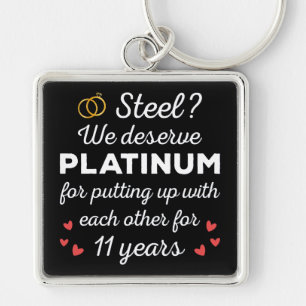 11e bruiloft Jubileum I - Steel Funny Couple Sleutelhanger