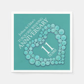 11e bruiloft Jubileum turquoise hart Servet (Voorkant)