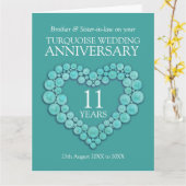 11e carte cardiaque mariage turquoise (Fleur jaune)