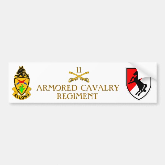 11e GEARMOREERD CAVALRY-REGIMENT Bumpersticker (Voorkant)