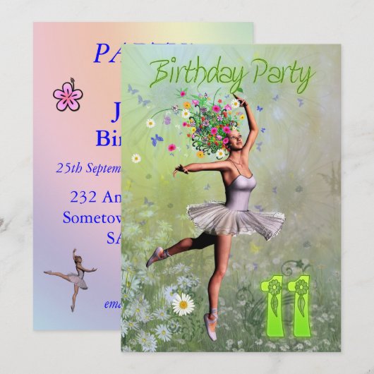 11e invitation de fête d'anniversaire (Devant / Derrière)