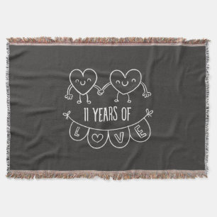 11e Jubileum Gift Chalk Hearts Deken