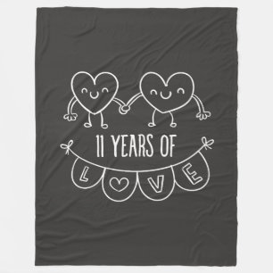 11e Jubileum Gift Chalk Hearts Fleece Deken
