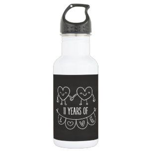 11e Jubileum Gift Chalk Hearts Waterfles
