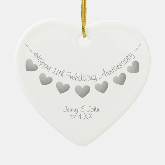 11e Jubileum-sierbloem Keramisch Ornament (Voorkant)