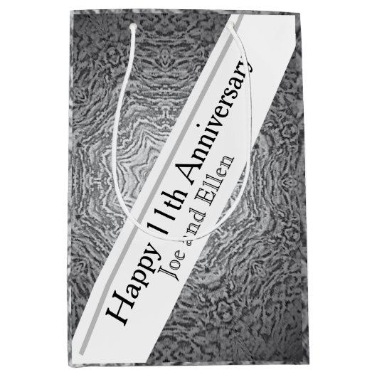 11e Jubileum staal Medium Cadeauzakje (Voorkant)