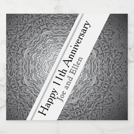 11e Jubileum staal Sparkling Wijnetiket (Enkel label)