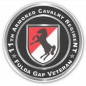11e Pantserregiment Fulda Gap Veteraan Sticker (Voorkant)