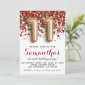 11e Roos Gold Birthday Uitnodiging (Staand voorkant)