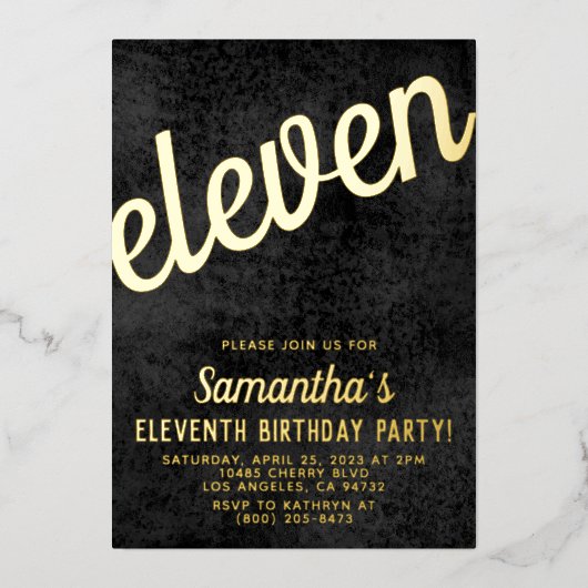 11e Rose Gold Anniversaire Foil Invitation (Recto)