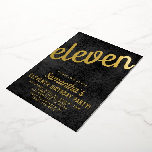 11e Rose Gold Anniversaire Foil Invitation (Rotation)