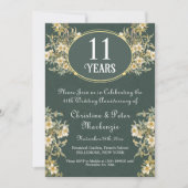 11e Steel Wedding Jubileum Rich Floral Kaart (Voorkant)