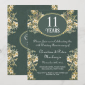 11e Steel Wedding Jubileum Rich Floral Kaart (Voorkant / Achterkant)