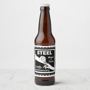 11e trouwdag met handen bier etiket