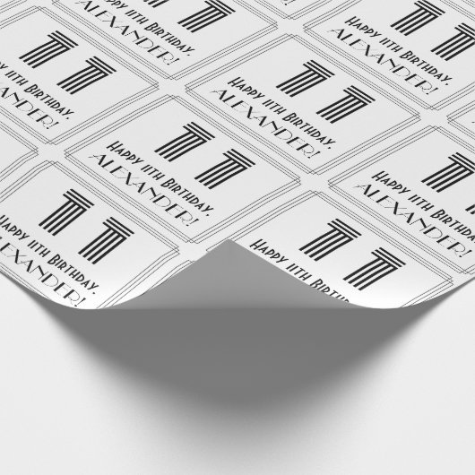 11e verjaardag: Art Deco Geïnspireerde stijl "11" Cadeaupapier (Hoek)