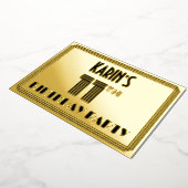 11e verjaardag — Art Deco Style "11" en naam Folie Uitnodiging (Gedraaid)
