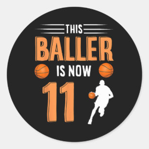 11e verjaardag basketbal - deze baller is nu 11 ronde sticker