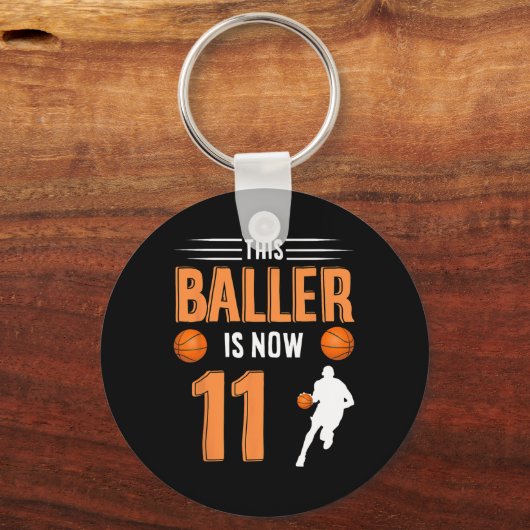 11e verjaardag basketbal - deze baller is nu 11 sleutelhanger (Voorkant)