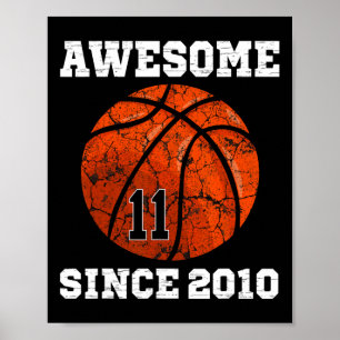 11e verjaardag basketbal liefhebber cadeau 11 jaar poster