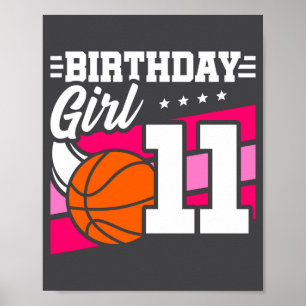 11e verjaardag basketbal verjaardag 11 jaar oud me poster