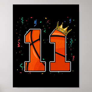 11e verjaardag Basketball Big Number 11 jaar oude  Poster