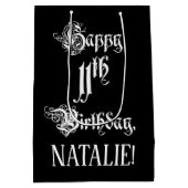 11e verjaardag: Fancy, elegant script + aangepaste Medium Cadeauzakje (Achterkant)