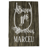 11e verjaardag: Fancy, Faux Wood Kijk + Aangepaste Medium Cadeauzakje (Voorkant)