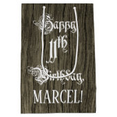 11e verjaardag: Fancy, Faux Wood Kijk + Aangepaste Medium Cadeauzakje (Achterkant)