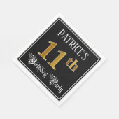 11e verjaardag — Fancy script, Faux Gold look Servet (Hoek)