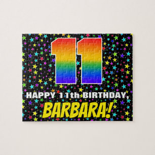 11e verjaardag — Fun, kleurrijk Star Field Pattern Legpuzzel